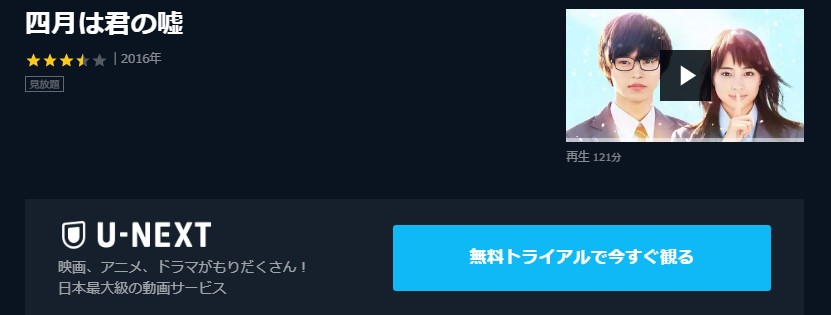 映画 四月は君の嘘 実写 の動画フルを無料視聴 パンドラ Dailymotionの配信 吹き替え 字幕 もリサーチ 映画ランキング通信