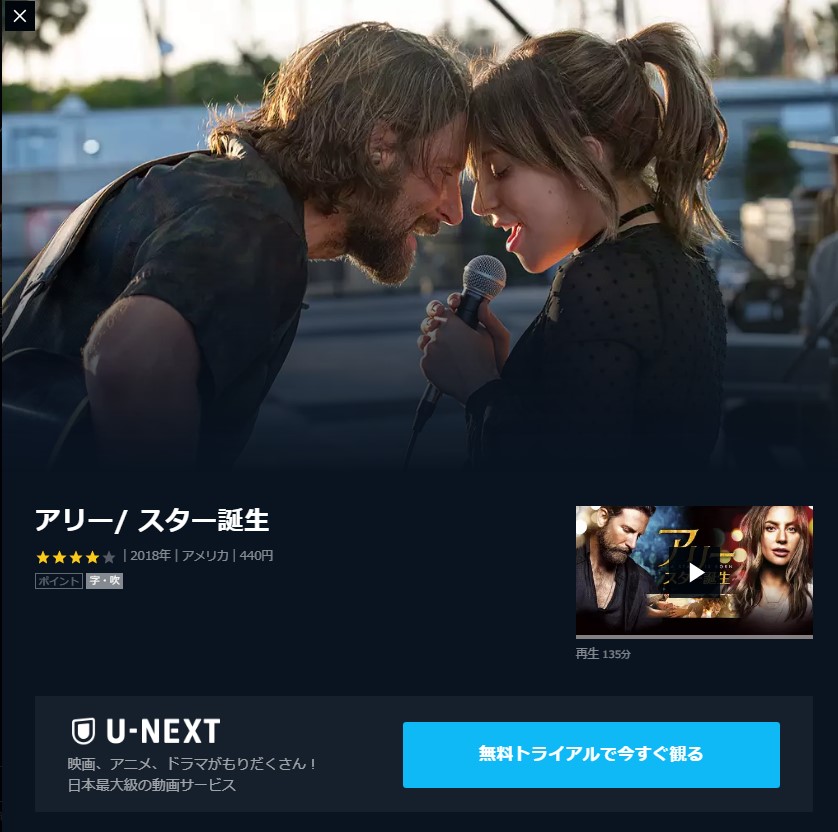 映画 アリー スター誕生の動画フルを無料視聴 パンドラ Dailymotionの配信 吹き替え 字幕 もリサーチ 映画ランキング通信