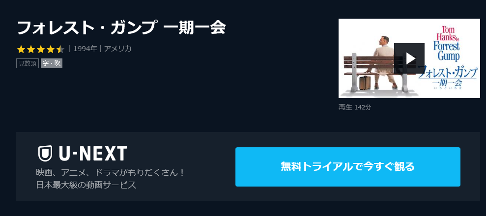 映画 フォレストガンプの動画フルを無料視聴 パンドラ Dailymotionの配信 吹き替え 字幕 もリサーチ 映画ランキング通信